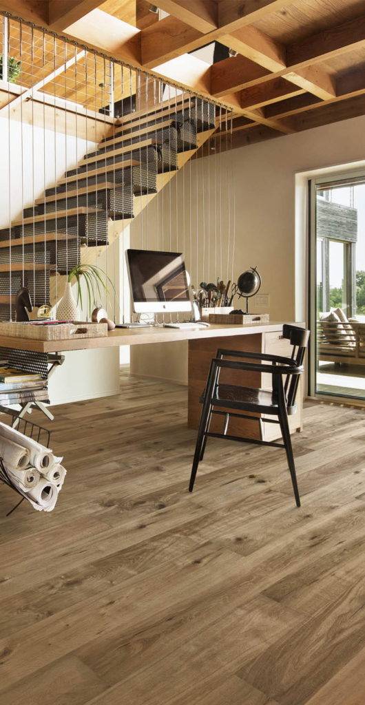 wooden flooring in modern open living space
